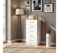 DecHome - Cassettiera Camera da Letto Moderna 5 Cassetti Dimensioni 40x35x85 Colore Bianco