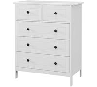 DECHOME - Cassettiera con 5 Cassetti in Legno Salvaspazio e Antiribaltamento 74x40x91 cm colore Bianco