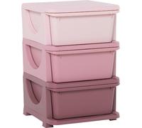 DecHome Cassettiera Multiuso 3 Cassetti 37x37x56.5 cm Rosa