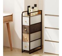 DecHome Cassettiera Multiuso Slim 4 Cassetti Tessuto,Acciaio e Legno 20x47x85 cm