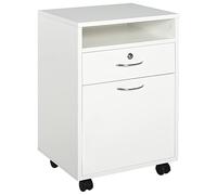 DecHome - Cassettiera Ufficio in Legno con 2 Chiavi Cassetto Armadietto e 4 Ruote 40x35x60cm