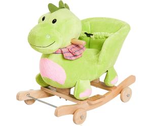 DecHome Cavallo a Dondolo Drago Peluche in Legno Cavalcabile per Bambini da 18+ Mesi colore Verde - 68/330
