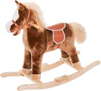 DecHome Cavallo a Dondolo in Legno Cavalcabile per Bambini da 3+ Anni Marrone
