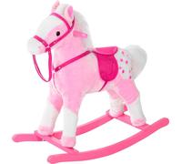 DecHome Cavallo a Dondolo in Legno con Suoni Cavalcabile per Bambini da 3+ Rosa