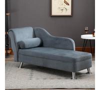 DecHome Chaise Longue Imbottita in Stile Vintage Poltrona Letto con Cuscino Incluso in Metallo e Velluto 160x56x75 cm colore Grigio