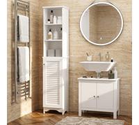 DecHome Colonna Bagno 1 Anta 2 Ripiani 34x20x165 cm Bianco