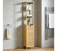 DecHome Colonna Bagno 1 Anta 2 Ripiani 34x30x173 cm Legno Naturale