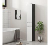DecHome Colonna Bagno 2 Ante 1 Cassetto 30x28x180 cm Bianco/Nero