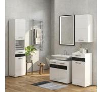 DecHome Colonna Bagno 2 Ante 1 Cassetto 37x32,5x170 cm Bianco