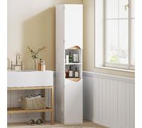 DecHome Colonna Bagno 2 Ante 1 Ripiano 30x34,6x180,5 cm Bianco/Legno