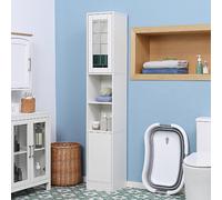 DecHome Colonna Bagno 2 Ante 1 Ripiano Moderno 30x28x170 cm Bianco