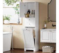 DecHome Colonna Bagno 2 Ante 2 Cassetti Shabby Chic 45x30x171 cm in Legno Bianco