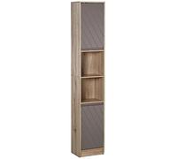 DecHome - Colonna Bagno, con 2 Ante e 1 Ripiano, Moderno, 30 x 24 x 170 cm, Grigio Rovere