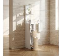 DecHome Colonna Bagno Salvaspazio 1 Anta 2 Cassetti 15x33x136 cm Legno/bianco