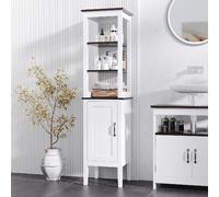 DecHome Colonna Bagno Salvaspazio 1 Anta 3 Ripiani Moderno 40x38x162.5 cm Bianco