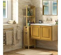 DecHome Colonna Bagno Salvaspazio 2 Cassetti 1 Ripiano 18x30x120 cm Bambù Legno