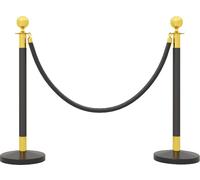 DecHome Colonnine Segnapercorso in Acciaio Inox con Corda Vellutata Nera di 1.5 m e Base Riempibile ø32x96 cm - 0BKJ560