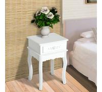 Comodino Camera da Letto 1 Cassetto in Legno 40x35x60 Bianco DecHome