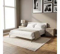 DecHome Comodino Camera da Letto 2 Cassetti 48x41x36 Rovere