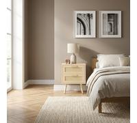 DecHome Comodino Camera da Letto 2 Cassetti in Legno 40x40x56 Legno Naturale