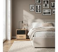 DecHome Comodino Camera da Letto 2 Cassetti in Legno 42x33,2x42,1 Legno/Nero