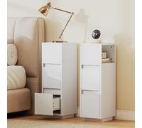 DecHome Comodino Camera da Letto 2 Cassetti Set 2 Comodini 25x30x65 Bianco