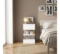 DecHome - Comodino Camera da Letto Moderno 1 Cassetto e 2 Vani Giorno Dimensioni 39x39x65 Colore Bianco