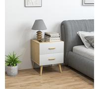 DecHome Comodino Camera da Letto Moderno 2 Cassetti in Legno 40x40x50 Rovere