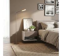 DecHome - Comodino Camera da Letto Moderno Sospeso 1 Cassetto e 1 Vano Giorno Set 2 Comodini Dimensioni 46x30x30 colore Rovere/Bianco