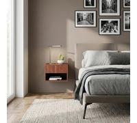 DecHome - Comodino Camera da Letto Moderno Sospeso 1 Cassetto e 1 Vano Giorno Set 2 Comodini in Legno Dimensioni 40x34x29 Colore Marrone