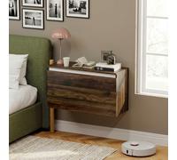 DecHome Comodino Camera da Letto Sospeso 1 Cassetto 80x30x45 Noce