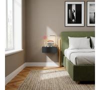 DecHome Comodino Camera da Letto Sospeso 1 Cassetto in Legno 40x30x15 Nero