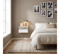 DecHome Comodino Camera da Letto Sospeso Set 2 Comodini 35x32x22,5 Bianco Lucido