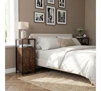 DecHome - Comodino Camera da Letto Stile Industriale 1 Anta e 1 Vano Giorno in Legno Dimensioni 34x30x80 Colore Marrone