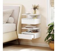 DecHome Comodino Moderno Sospeso 1 Cassetto Set 2 Comodini 35x32x22.5 cm Bianco