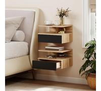 DecHome Comodino Moderno Sospeso 1 Cassetto Set 2 Comodini 35x32x23 Nero/Rovere