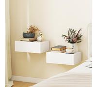 DecHome Comodino Moderno Sospeso 1 Cassetto Set 2 Comodini 40x30x15 cm Bianco