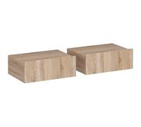 DecHome Comodino Moderno Sospeso 1 Cassetto Set 2 Comodini 40x30x15 cm Rovere