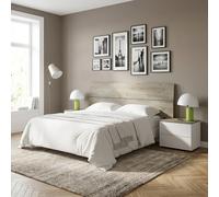 DecHome Comodino Set 2pz 41,5x50x34 Testiera Letto Matrimoniale Rovere/Bianco