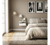DecHome Comodino Sospeso 1 Cassetto e 1 Vano Giorno in Legno 35x32x22,5 Bianco