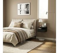 DecHome Comodino Sospeso 1 Cassetto e 1 Vano Giorno in Legno 35x32x22,5 Nero