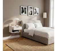 DecHome Comodino Sospeso 1 Cassetto e 1 Vano Set 2 Comodini 40x34x29 Bianco
