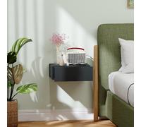 DecHome Comodino Sospeso Moderno con Cassetto in Legno 40x30x15 cm colore Nero