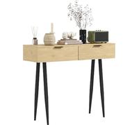 DECHOME - Consolle da Ingresso in Stile Nordico con 2 Cassetti in Legno e Acciaio 100x30x80.5 cm colore Rovere