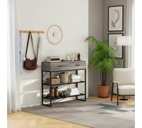 DecHome Consolle Ingresso con 2 Cassetti 2 Ripiani 100x35x92 cm Nero/Legno