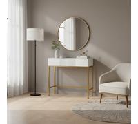 DecHome Consolle Ingresso con 2 Cassetti e Gambe Dorate 80x31.5x75 cm Bianco