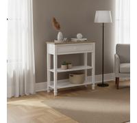 DecHome Consolle Ingresso con Cassetto e 2 Mensole 75,6x27,5x80,5 Bianco/Legno