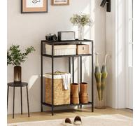 DecHome Consolle Ingresso Design Industriale 3 Ripiani Acciaio 55x30x85 cm Nero