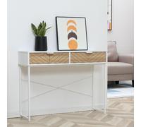 DecHome Consolle Ingresso Design Scandinavo con 2 Cassetti 100x30x75 cm Bianco