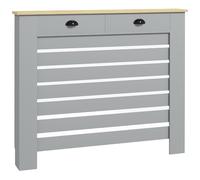 DecHome Copritermosifone in MDF a Doghe con 2 Cassetti 111x19x95cm Grigio